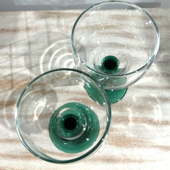 Set Of 2 Vintage Libbey Cactus Green Stemmed Margarita Glasses Western Boho - Picture 4 of 6